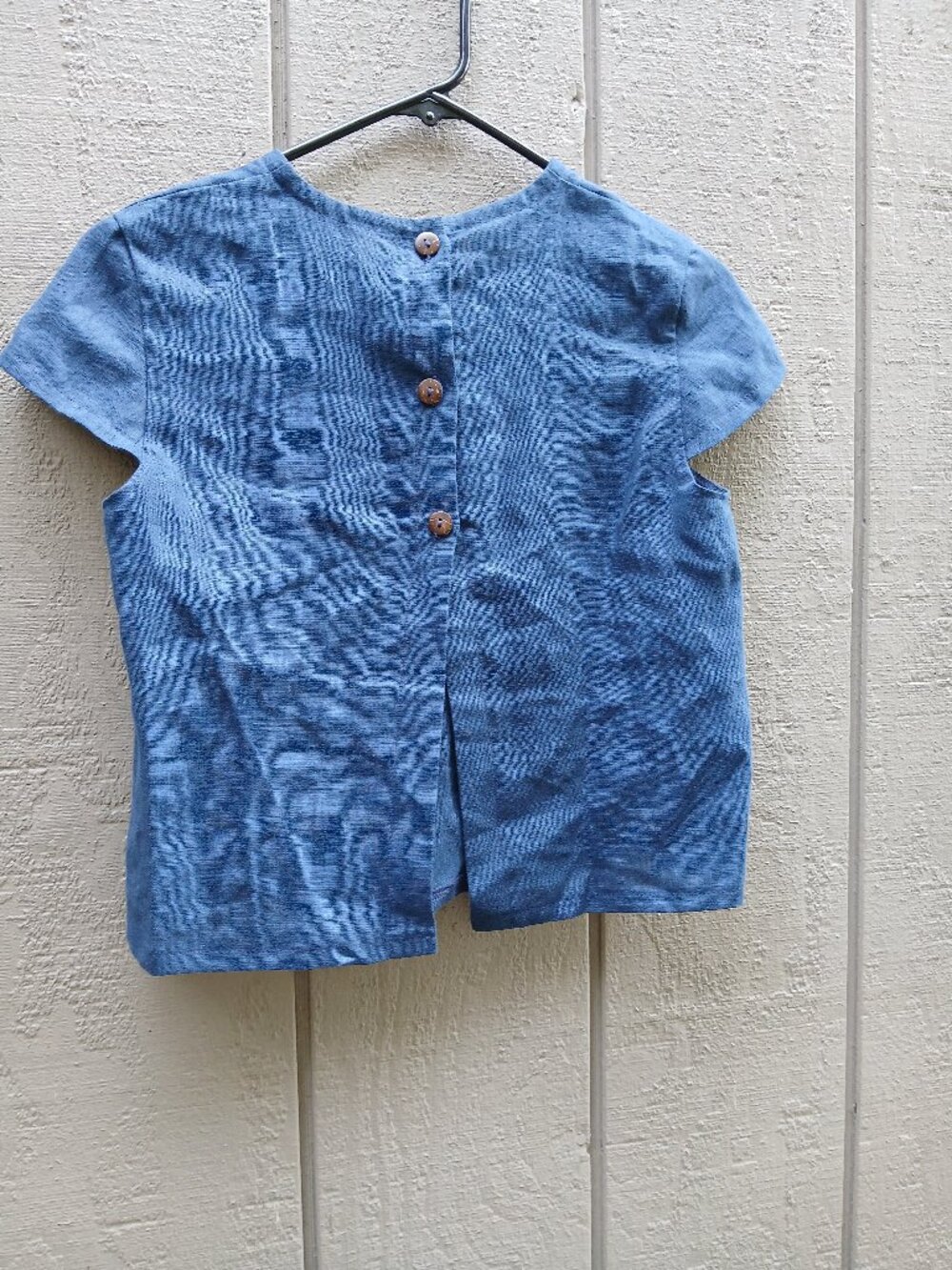 Linen Handmade Studio Amelia Crop Top S Navy Blue 3 Button Back Natural Fiber
